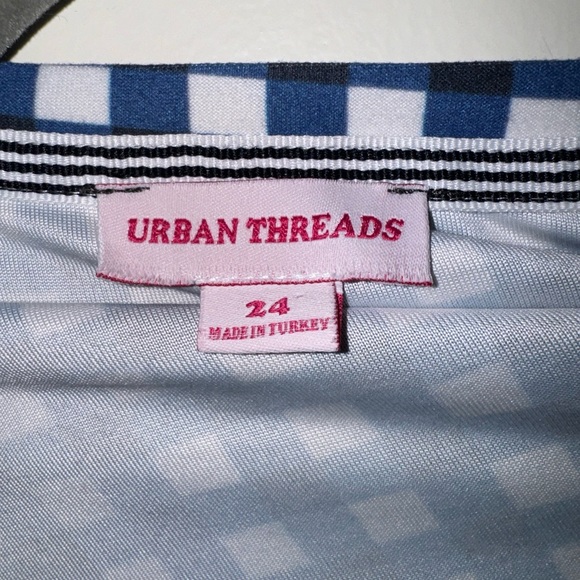 ASOS - Urban Threads longline tshirt. Oversized blue black and white gingham - Picture 3 of 3